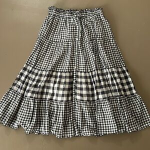 The great country plaid skirt cotton navy white scallop edge current Elliott 1 S